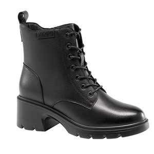 
Aocon women's shoes winter genuine leather plus velvet warm fashion boots thick heel lace-up classic versatile Martin boots