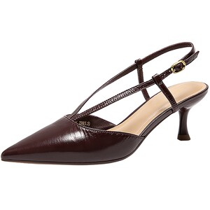
Qianbaidu Pointed Toe Stiletto Heels Women's New Style Back Hollow Toe Genuine Leather T-Strap Fashion Sandals Versatile Style