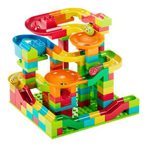 
Children's ball sliding track building block toy assembly puzzle 3 to 6 years old marble large particle puzzle Children's Day gift