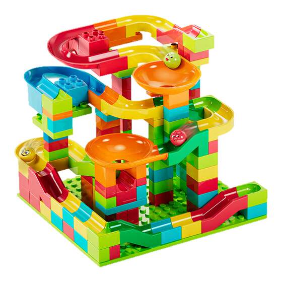 
Children's ball sliding track building block toy assembly puzzle 3 to 6 years old marble large particle puzzle Children's Day gift