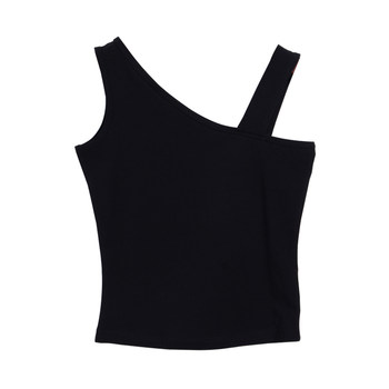 Black off-shoulder suspender vest for women