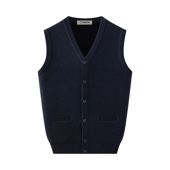 
Woodpecker wool vest men's 2025 autumn and winter new style plus velvet thickened V-neck knitted vest solid color sweater vest