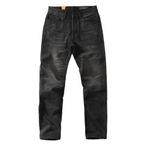 
Heavyweight Japanese retro sand-wash jeans straight-leg casual men's loose stretch black overalls thick whiskers