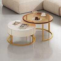 Гостиная кофейная столик Light Luxury Modern Минималистский маленький дом крема -тип кремовый рок