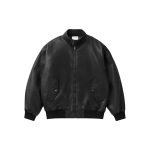 
VMCL old money style matte washed PU leather short wide warm Harrington leather jacket for men 25AW vermicell