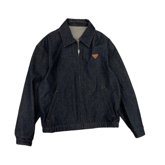 
American retro plain wash small embroidery loose lapel denim jacket men's spring new handsome versatile fashionable jacket