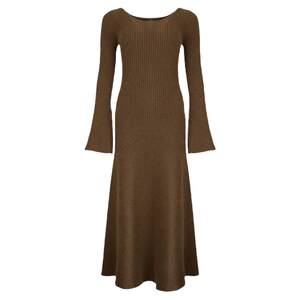 
Homemade wine and lunch [Reply] Hong Kong style retro French flared sleeve round neck knitted dress for women's winter base long skirt