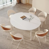 Luo Xuan Pure White Dining Table Board Домохозяйство Маленькая квартира вращающаяся и убирающаяся кремово -ветроэнергетическая вариабельная раунд 8 -Pperson Matt
