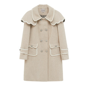 
LULUALWAYS temperament loose pocket mid-length woolen coat cute coat