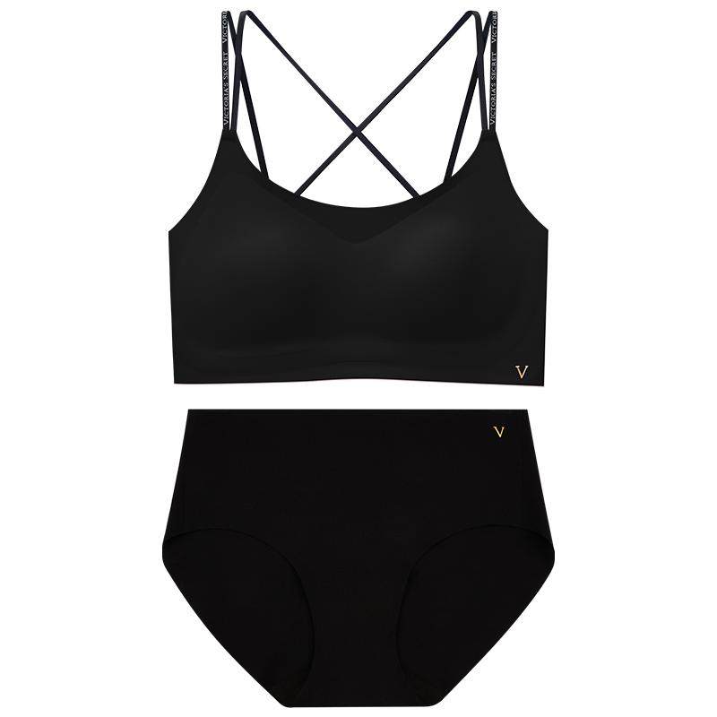 Ensemble Lingerie Victoria's Secret - Soutien-gorge + Corset + Robe, Noir/nude, Simili Cuir, Neuf