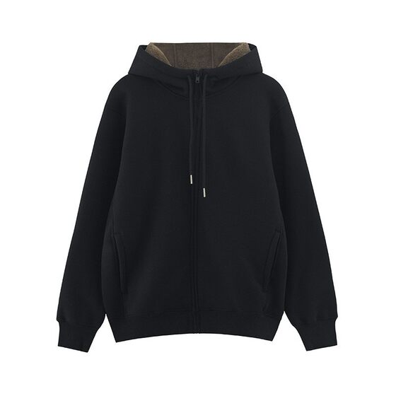 
Xinjiang cotton couple's cold-proof velvet warm plus velvet thickened zipper hooded sweatshirt for men and women same size large size cotton jacket
