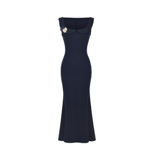 
Muzi Li's Li suspender knitted dress slim-fitting fishtail long skirt long-sleeved half-high collar lace bottoming shirt autumn and winter