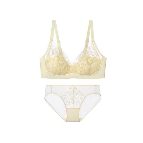 
Ubras Endless Flower Sea Comfortable Lace Underwear Women's French Sexy Summer Thin Rabbit Ear Cup Bra Set