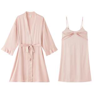 Ice silk dressing gown for women summer bride bridesmaid nightgown summer pajamas newlywed suspender nightgown sexy wedding bathrobe summer