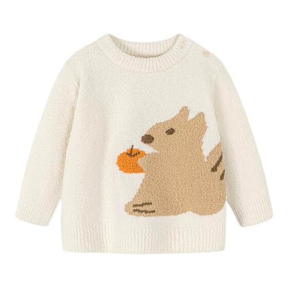 
Mini Balabala Girls Half Velvet Sweater 2025 Winter Baby Cute Warm Top Boys Knitted Sweater