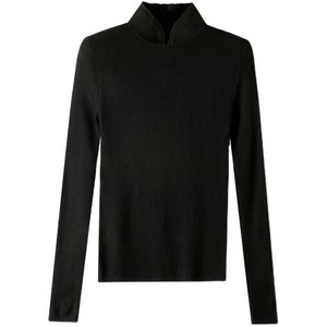 Cheongsam neck knitted top female slim sweater spring and autumn thin semi -high -necked long sleeve Chinese stand -up collar wool bottoming shirt