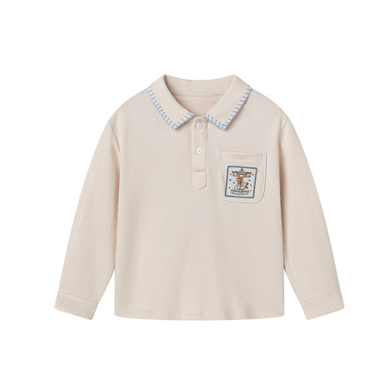 
Manxi children's clothing boys' POLO shirt long-sleeved spring and autumn 2026 new children's tops baby lapel bottoming T-shirt