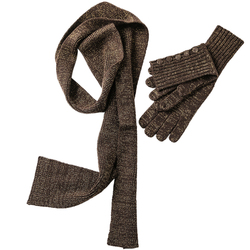 Kaka Exquisite Special Offer For American Customers Gold Cashmere Mid-length Women's Gloves Scarf Shawl Set A003e10