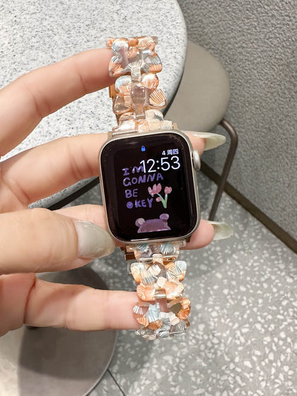 乐诺 适用苹果手表8表带apple watch7/se/6代iwatch小众表带新款树脂ultra创意蝴蝶女款40/41/44/45mm透气