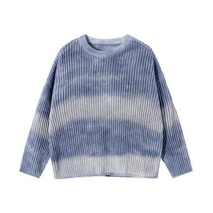 
ALLIN Gradient color round neck sweater for men and women in spring and autumn trendy brand loose and versatile pullover sweater couple coat