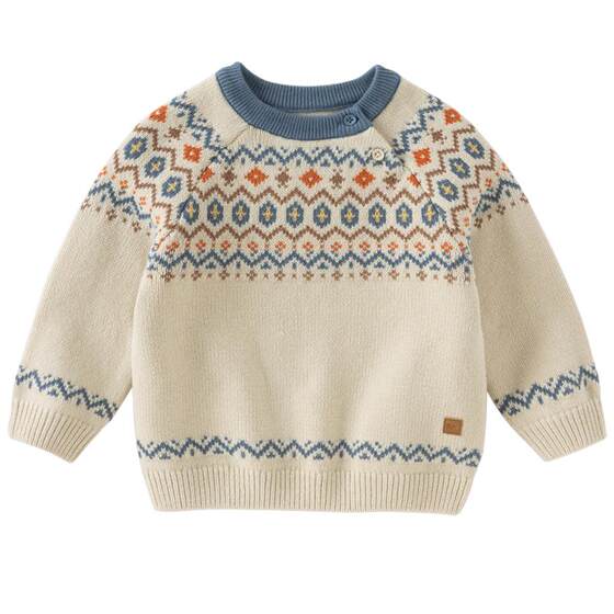 
David Bella Children's Sweater Pullover 2026 Spring New Boys Casual Fair Isle Long Sleeve Knitted Top
