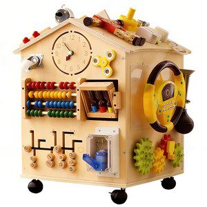 Montessori early education toys busy house with lock puzzle Montessori baby baby steering wheel busy box
