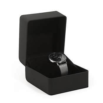 High-end watch box black matte pu individually customized