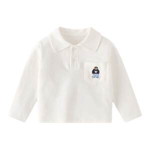 
Boys polo shirt spring clothes baby base clothes long sleeve cotton T-shirt baby boy white shirt children's top