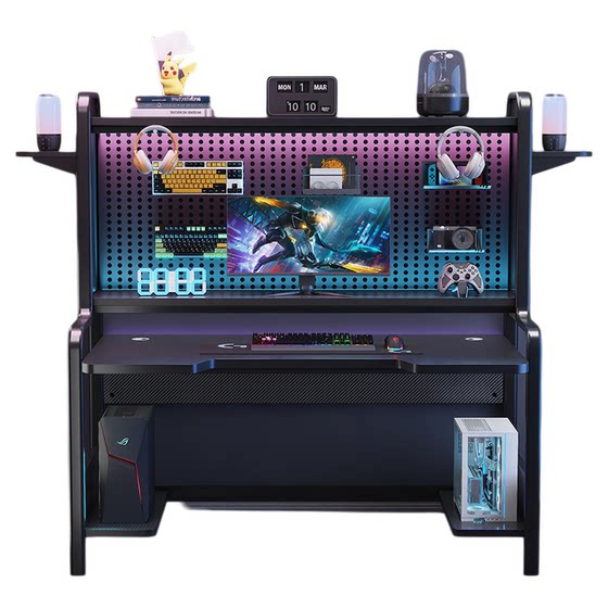 
Solid wood computer table desktop home bedroom e-sports table hole board desk bookshelf workbench study table office desk