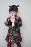 Rehoncher Parent -Child Real Silk Mo -Mo -Shoulder плеча рубашка Cheongsam платье без хлопка