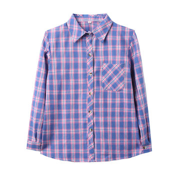 Spring and Autumn New Middle-aged and Elderly Women's Large Size Plaid Shirt