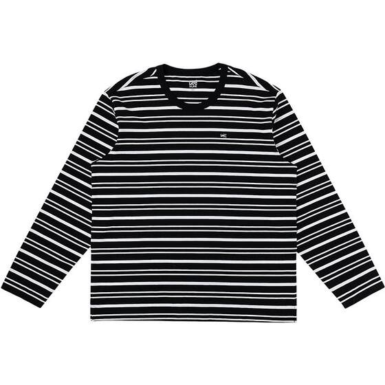 
Lee comfortable version round neck small logo black men's and women's Lycra striped long-sleeved T-shirt LUT0108492091