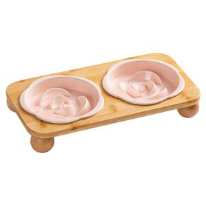 
Pet supplies ceramic cat and dog bowl cat food bowl slow food bowl black chin Japanese and Korean cat bowl with stand