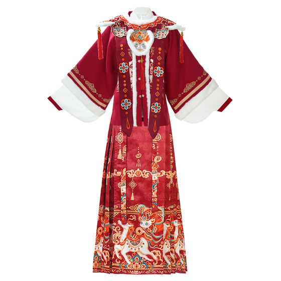 Welcome the new year's greetings Hanfu women's 2025 new winter coat skirt horse face skirt thickened mother-daughter parent-child ancient costume