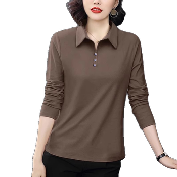 Autumn POLO leading long sleeve Korean version loose large size T -shirt
