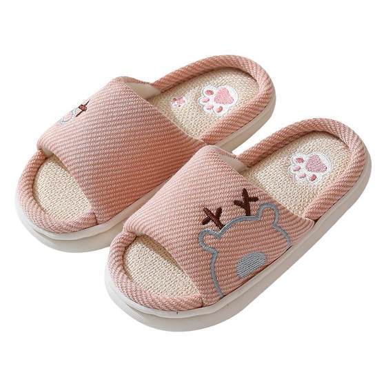
Sticky feel anti-slip thick-soled fabric linen slippers for women, four seasons, home use, indoor, non-smelling feet, floor cotton and linen slippers for men