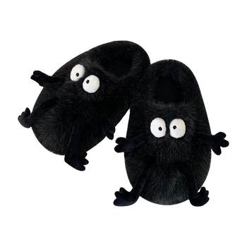 Fine strips of funny cute coal ball warm cotton slippers winter
