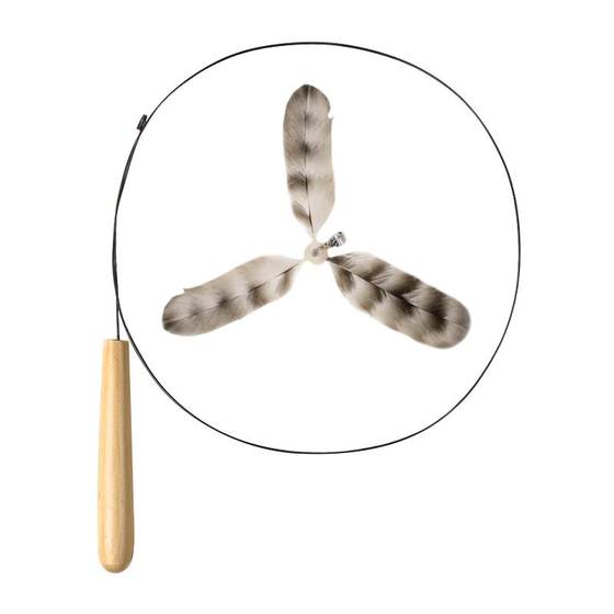 Bamboo Dragonfly Playing Cat Stick, Cat Toy, Self Enjoying, Soothing, Long Rod, Steel Wire Feather with Bell, Baby Cat, Durable to Bite, Replacement Head