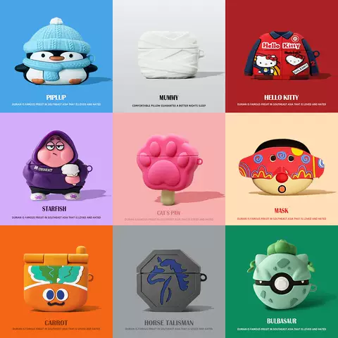 Cute Penguin Pipulp Hello Kitty Phone Case 103 AirPods Cases for AirPods 4, AirPods 3 & AirPods Pro 3 and 2
