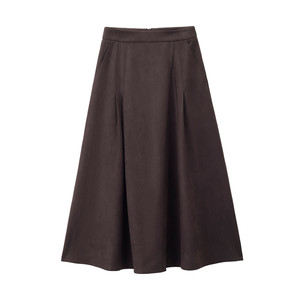 
Designer Giordano skirt women's new heavyweight peach skin pleated A-line skirt mid-length skirt 18465225