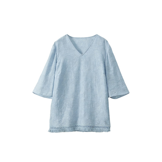 
Beautiful Inn plus size women's clothing 2026 new summer modal linen shirt fat mm belly-covering slimming mid-sleeve top