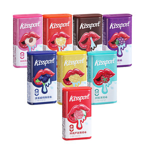 kissport sugar-free mint candy iron box fresh breath soothing throat and body kissing gum snack fruit candy P