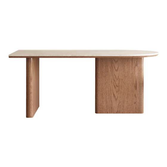 
Delifeng Cave Rock Slab French Modern Simple Solid Wood Dining Table Small Apartment Cream Style Semi-Circular Island Station
