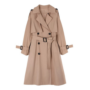 
Xiaoxiaojia British suit collar windbreaker small size small size high waist double breasted mid-length coat for women 150xs