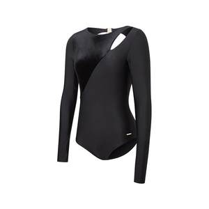 
Speedo/speedo brand new little black dress slim backless elegant soft hot spring long-sleeved one-piece swimsuit for women