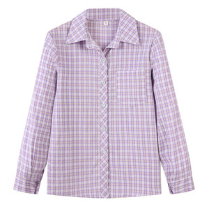 
Middle-aged and elderly women's plaid cotton shirt new loose cardigan top Western style mother's wear cotton long-sleeved shirt