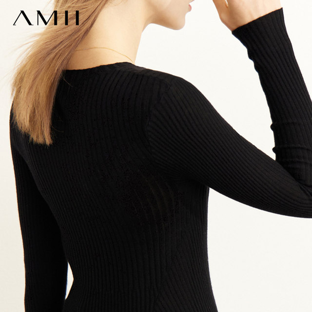 Amii 2023 Winter Round Neck Irregular Sweater Wool Sweater High-quality Super Nice-looking Sweater Women's Underwear Top