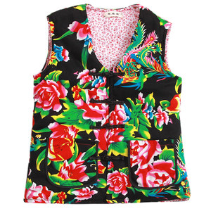 
Men's 2026 Silk Floss Vest Jacket Winter Thickened Cotton Large Floral Cloth Slim-fitting Short Waistcoat Adult Vest