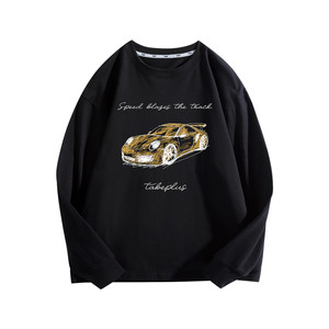 
[Hand-painted sports car T-shirt] Piggy Tony male fat boy long-sleeved T-shirt medium and large children loose round neck pure cotton top