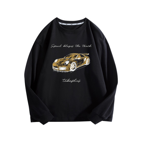 
[Hand-painted sports car T-shirt] Piggy Tony male fat boy long-sleeved T-shirt medium and large children loose round neck pure cotton top